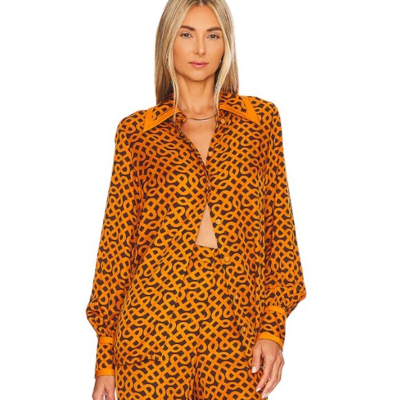 Alice McCall Akima Button-Up Top in Toffee - US 6 - Picture 1 of 7